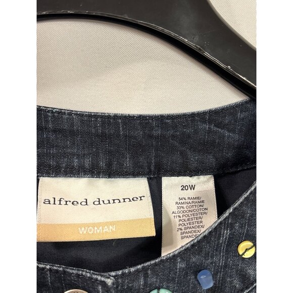 Alfred Dunner Women Denim Jacket Beaded Embroidered Butterflies Button Front 20W - Picture 5 of 5